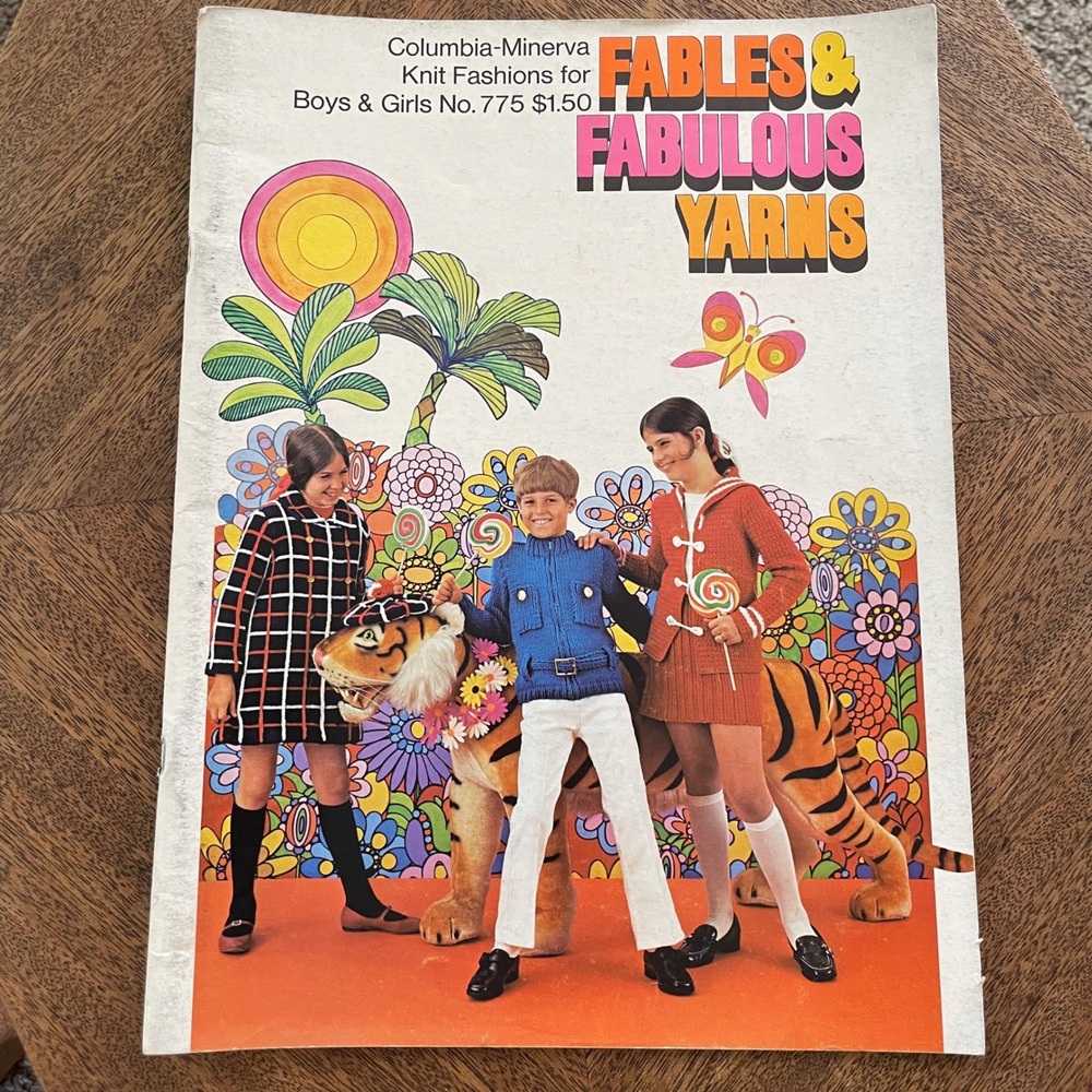 vintage 70s Columbia-Minerva Knitting Pattern Book Fables & Fabulous Yarns #775